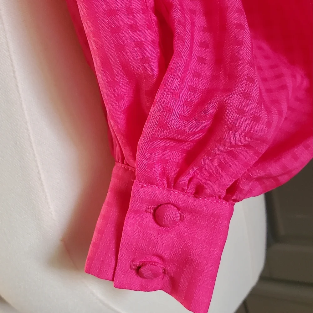 NBD Francis Crop long sleeved Corset top blouse in Fuchsia size XS **w/o sash**